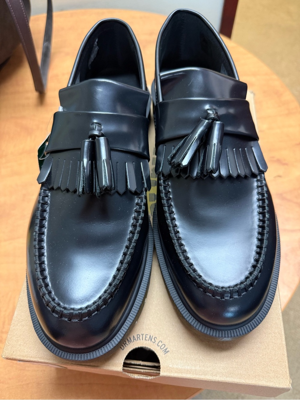 Dr. Martens Black Leather Tassel Kiltie Loafers
